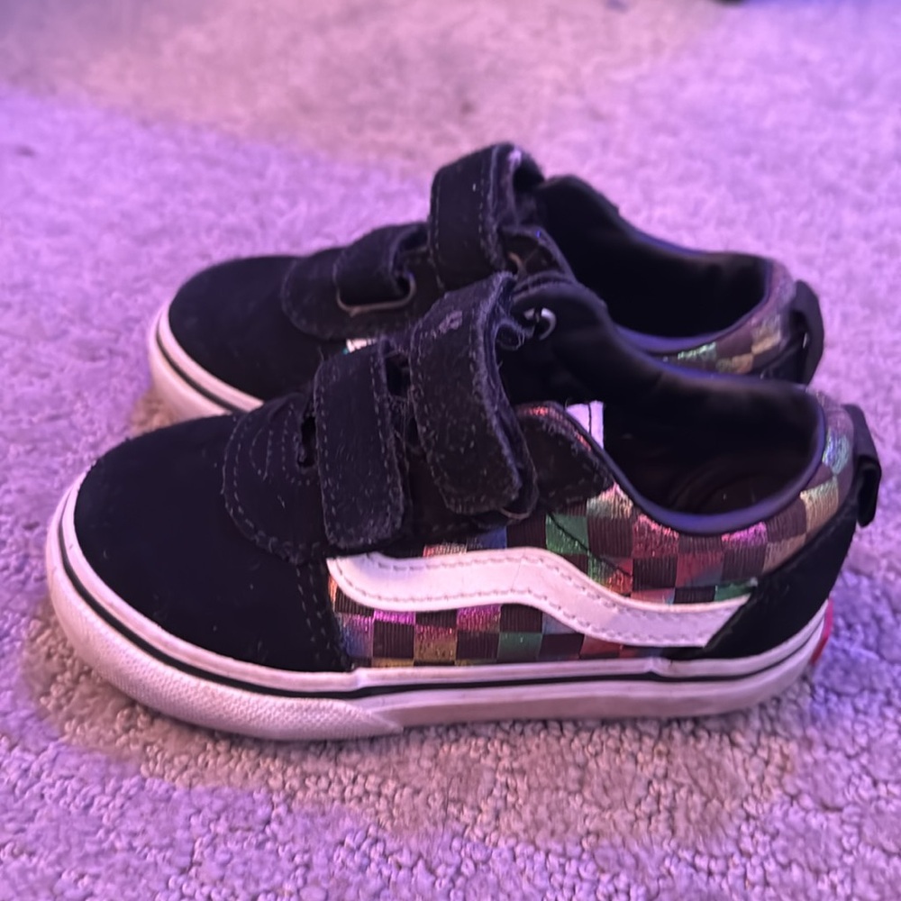 Rainbow checkered toddler vans